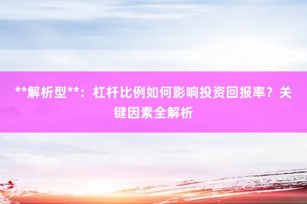 **解析型**：杠杆比例如何影响投资回报率？关键因素全解析