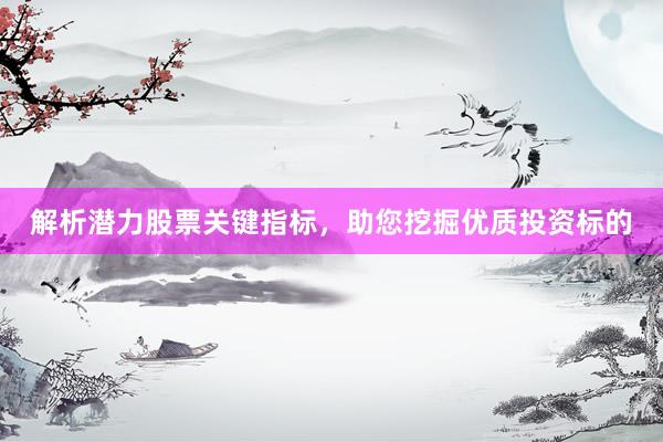 解析潜力股票关键指标，助您挖掘优质投资标的
