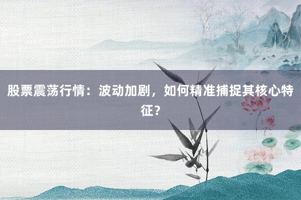 股票震荡行情：波动加剧，如何精准捕捉其核心特征？
