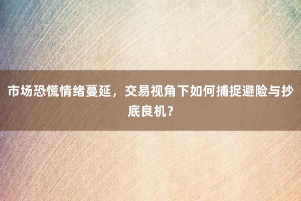 市场恐慌情绪蔓延，交易视角下如何捕捉避险与抄底良机？