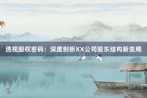 透视股权密码：深度剖析XX公司股东结构新变局