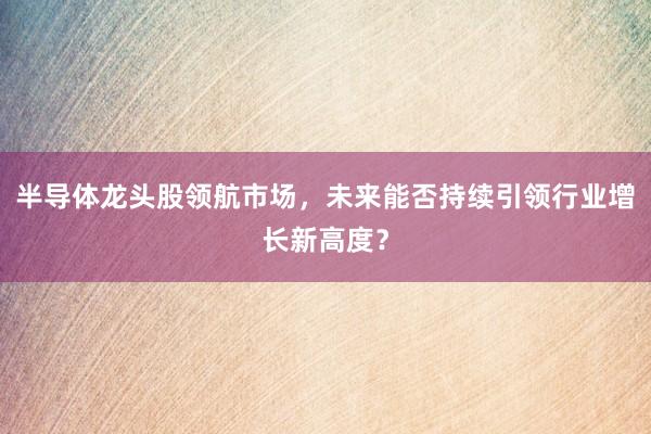 半导体龙头股领航市场，未来能否持续引领行业增长新高度？