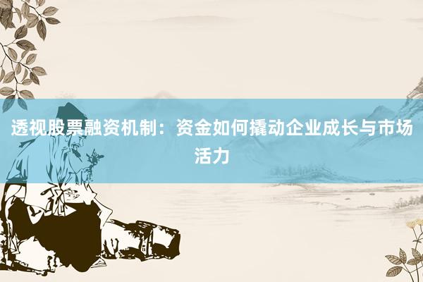 透视股票融资机制：资金如何撬动企业成长与市场活力