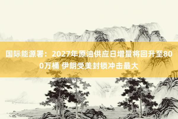 国际能源署：2027年原油供应日增量将回升至800万桶 伊朗受美封锁冲击最大