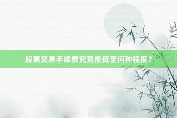 股票交易手续费究竟能低至何种程度？