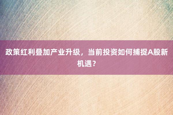 政策红利叠加产业升级，当前投资如何捕捉A股新机遇？