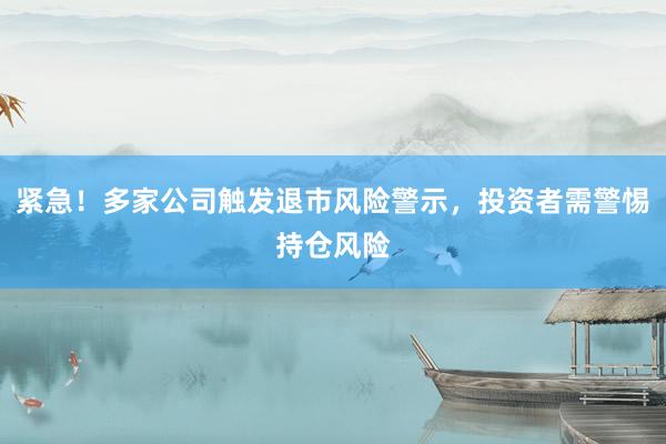 紧急！多家公司触发退市风险警示，投资者需警惕持仓风险