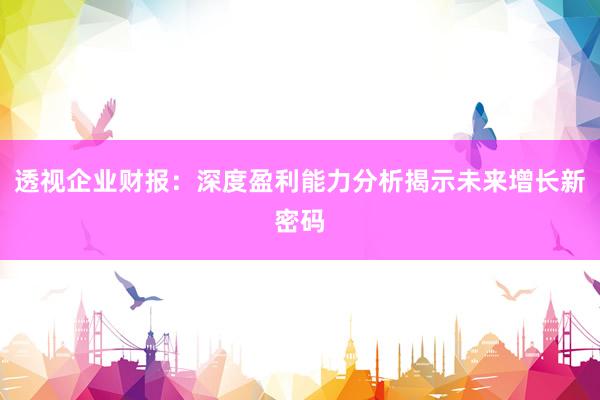 透视企业财报：深度盈利能力分析揭示未来增长新密码