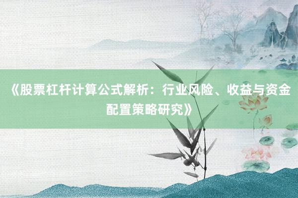 《股票杠杆计算公式解析：行业风险、收益与资金配置策略研究》