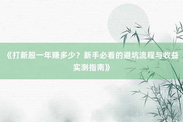 《打新股一年赚多少？新手必看的避坑流程与收益实测指南》