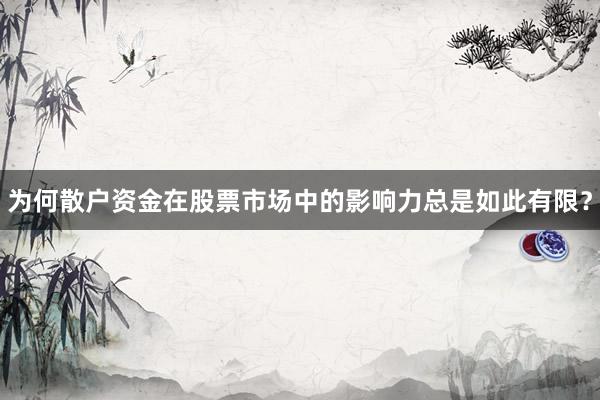 为何散户资金在股票市场中的影响力总是如此有限？