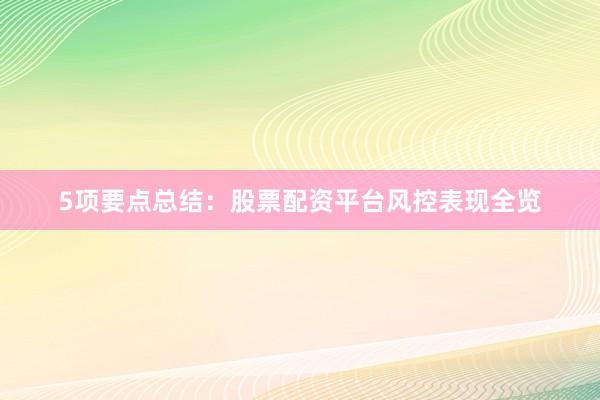 5项要点总结：股票配资平台风控表现全览