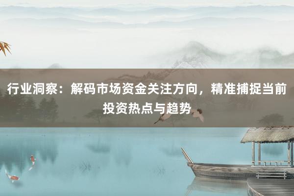 行业洞察：解码市场资金关注方向，精准捕捉当前投资热点与趋势