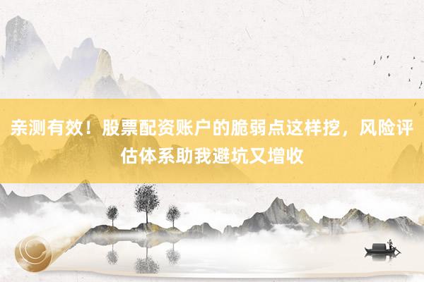 亲测有效！股票配资账户的脆弱点这样挖，风险评估体系助我避坑又增收