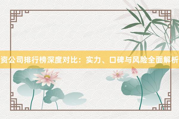 资公司排行榜深度对比：实力、口碑与风险全面解析