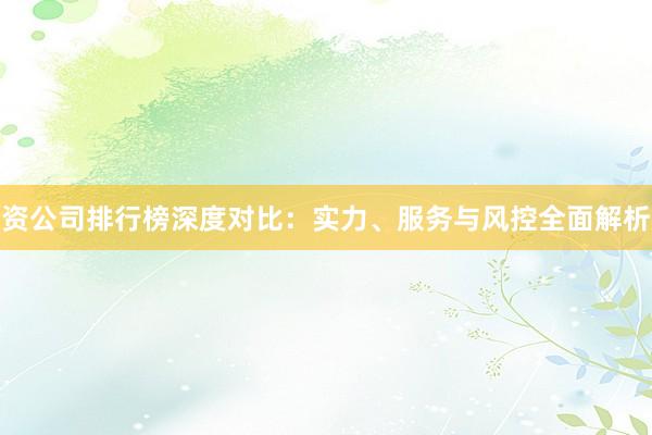 资公司排行榜深度对比：实力、服务与风控全面解析